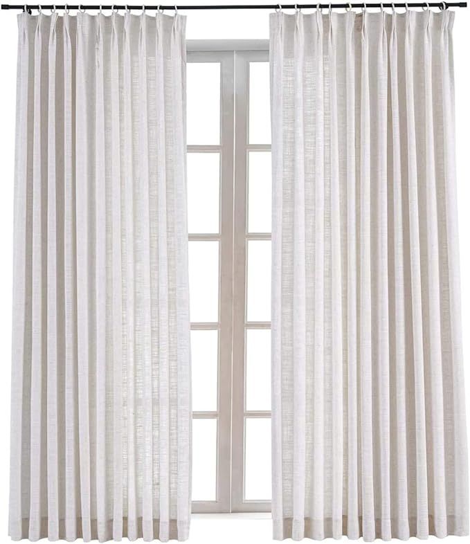 TWOPAGES 52 W x 108 L inch Pinch Pleat Darkening Drapes Faux Linen Curtains Drapery Panel for Liv... | Amazon (US)