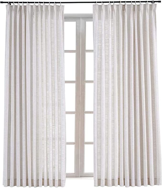 TWOPAGES 150 W x 102 L inch Pinch Pleat Darkening Drape Faux Linen Curtain Drapery Panel for Livi... | Amazon (US)