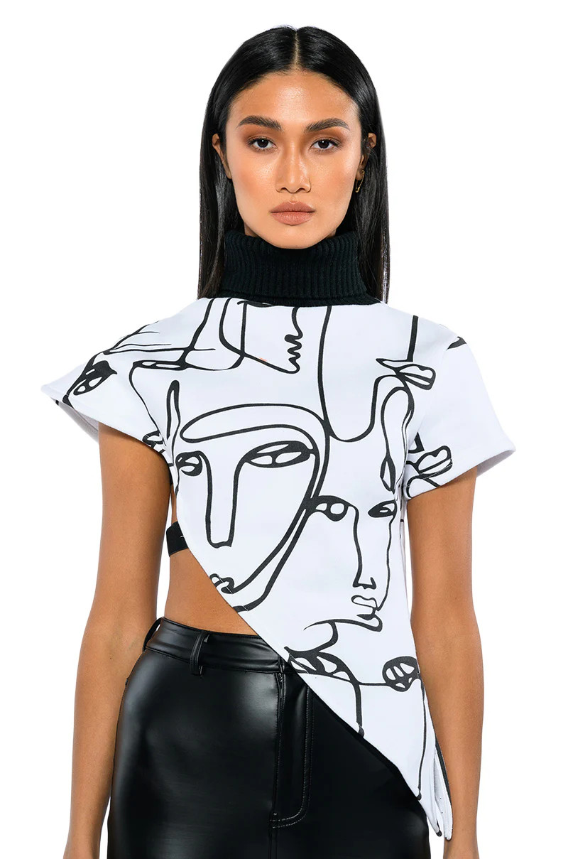 THE CROWD FRENCH TERRY ASYMMETRICAL TOP | AKIRA