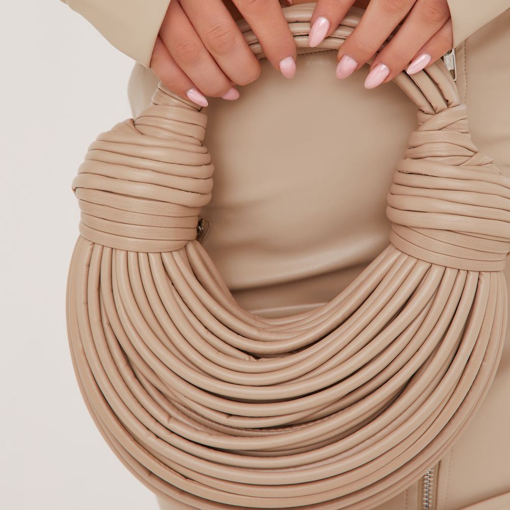 Leif Knotted Detail Strappy Shoulder Bag In Nude Faux Leather | EGO (UK)