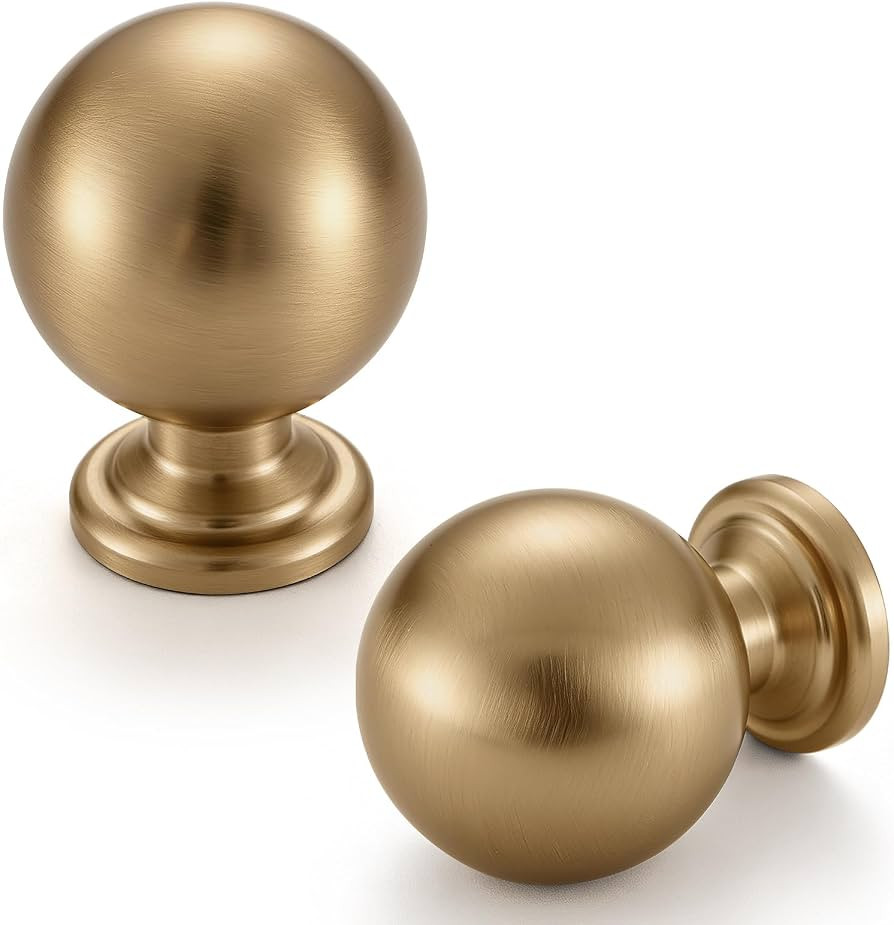 Champagne Bronze Cabinet Knobs, 10 Pack Round Ball 1 Inch Drawer | Amazon (US)