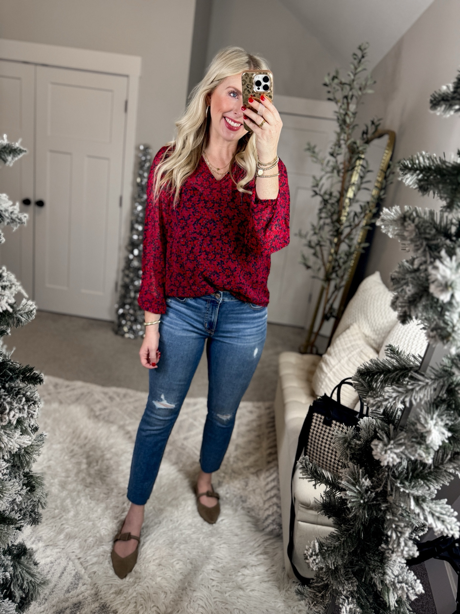 Weekend Walmart wins try on 
Sheer overlay top- medium 
Bow flats- true to size 

#LTKfindsunder50 #LTKSeasonal