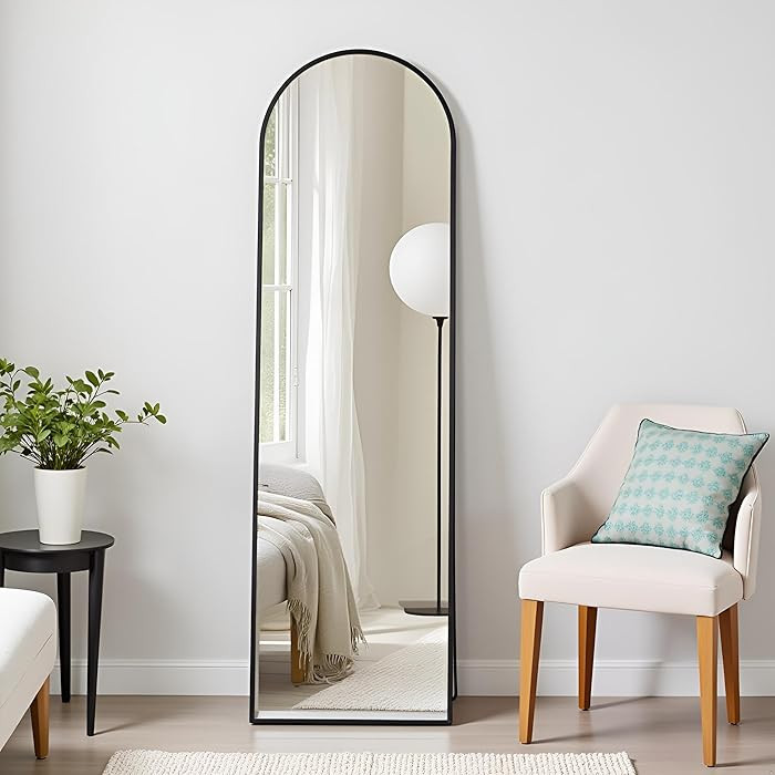 DUMOS Arched Full Length Mirror with Stand Floor Standing Aluminum Frame for Bedroom Body Hanging... | Amazon (US)