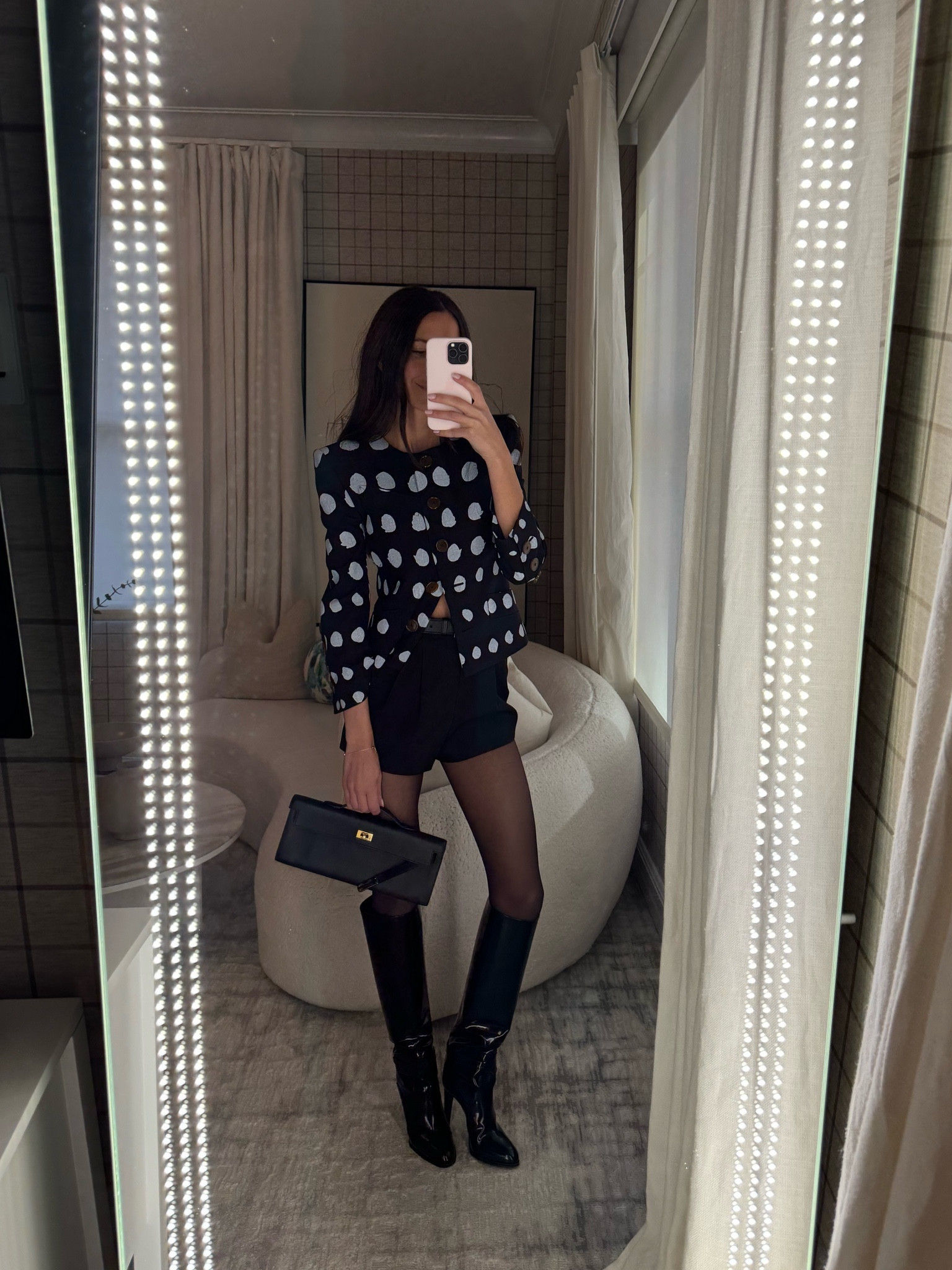 STYLE SESSION: Styling a printed blazer. Love pairing my favorite shorts, tights and boots together!  Blazer is Vivienne Westwood but linked similar 🖤

#LTKSeasonal #LTKstyletip