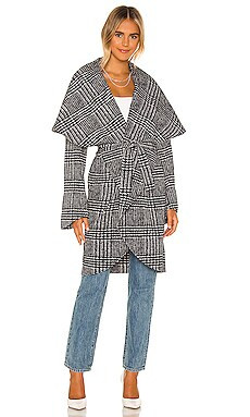Norma Kamali Shawl Collar Coat in Large Glenn Plaid from Revolve.com | Revolve Clothing (Global)