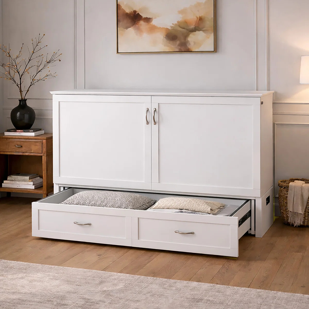 Atiyah Murphy Bed Chest with 6" Mattress, Storage and Built-in Charger | Wayfair North America