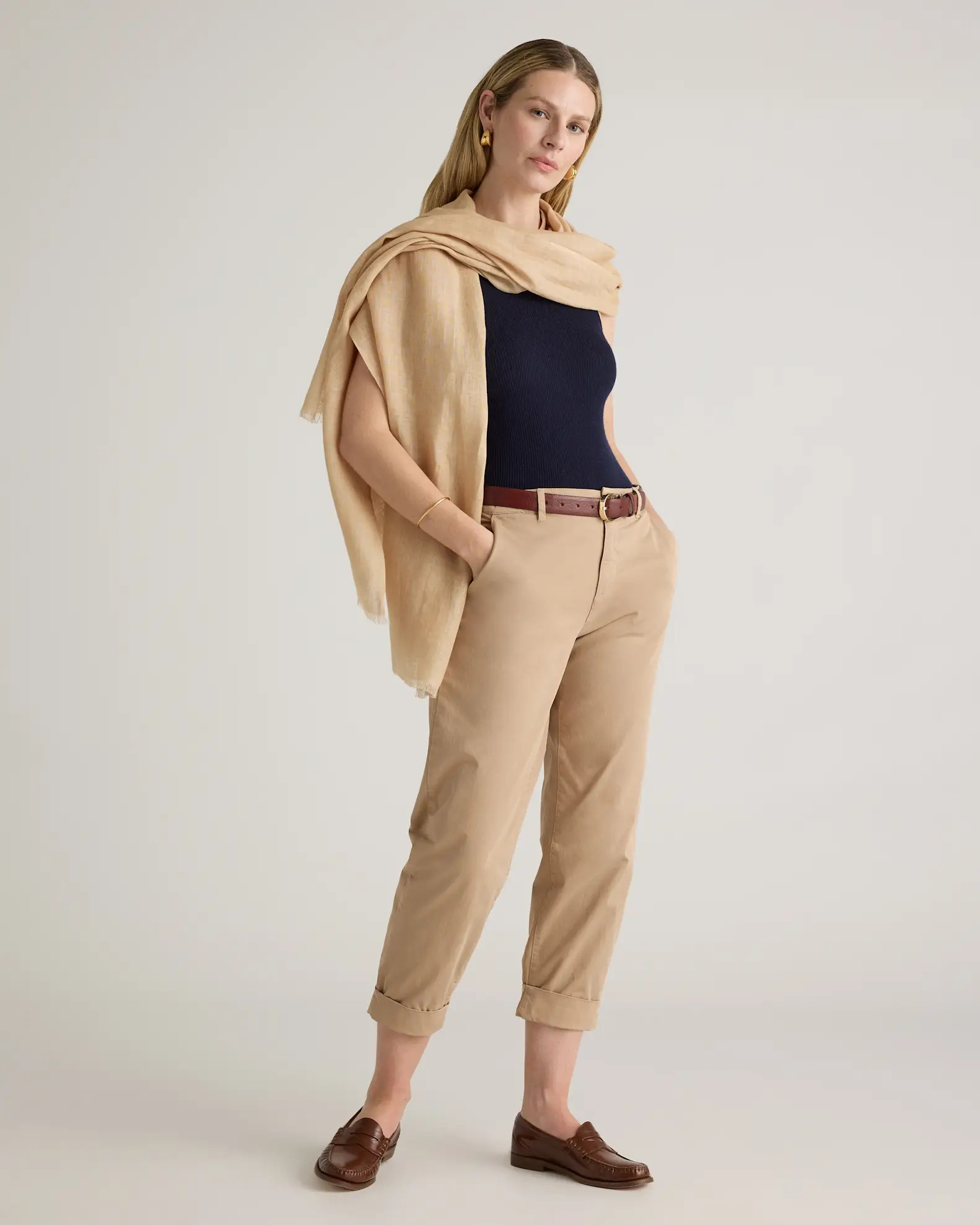Beige 100% European Linen Scarf | Quince