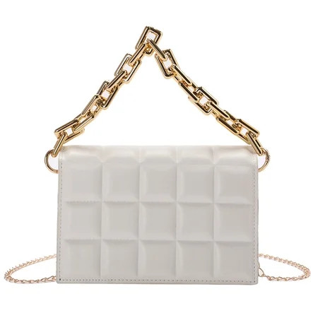OKESYO Retro Women Checker Pattern PU Messenger Bag Casual Chain Handbag (White) | Walmart (US)