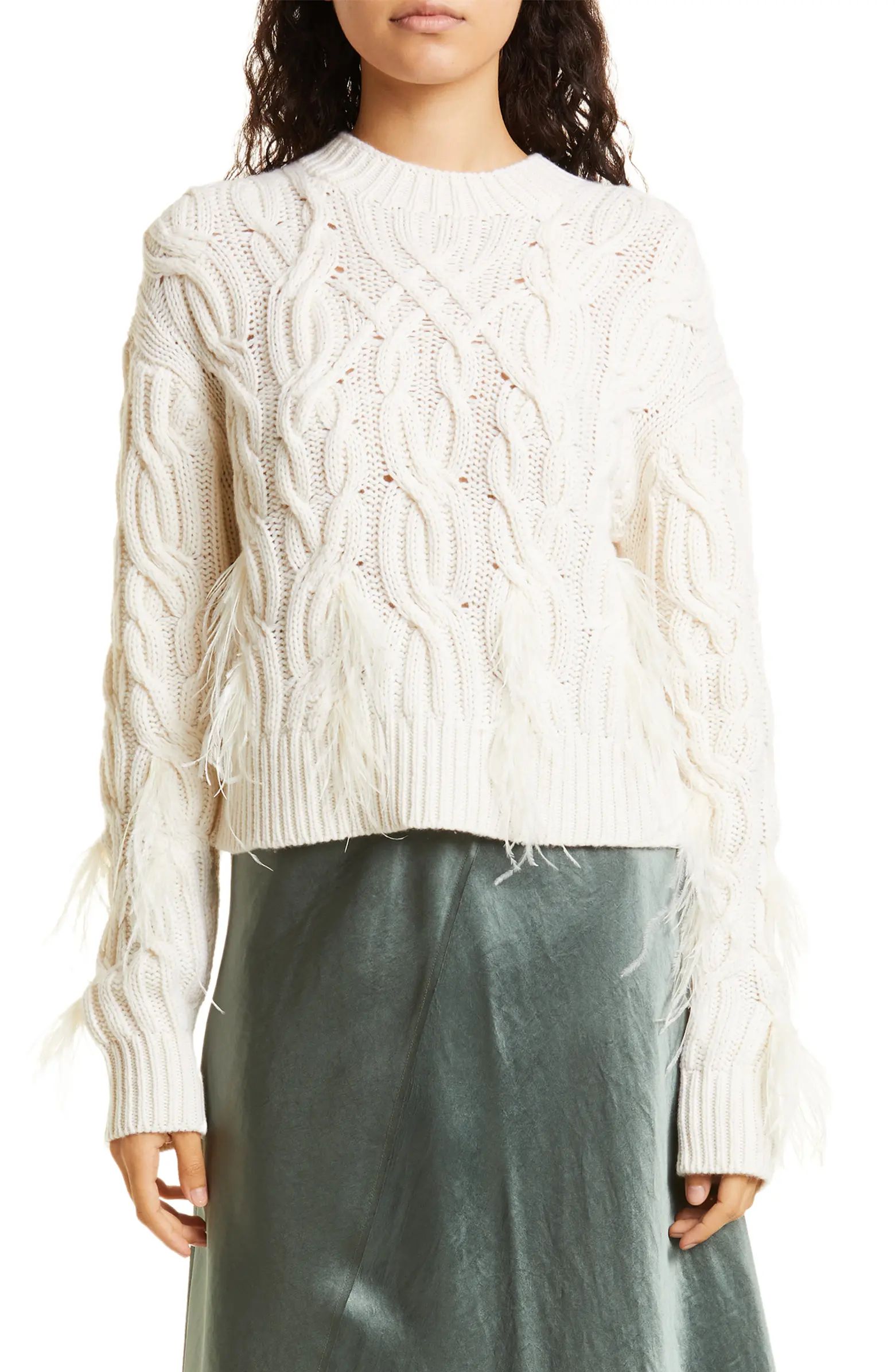 Vince Feather Cable Stitch Wool & Cashmere Sweater | Nordstrom | Nordstrom