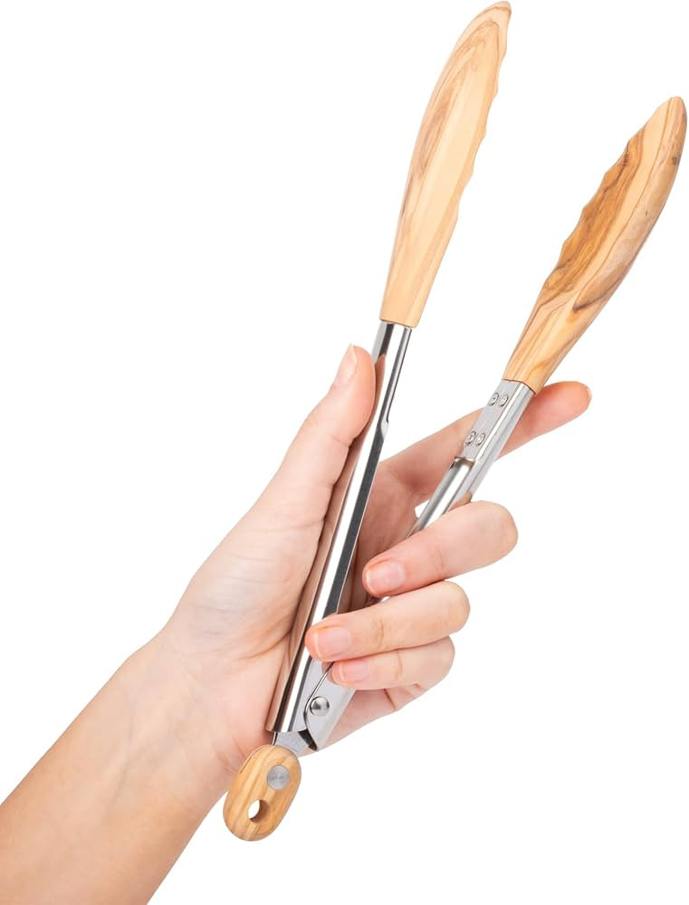 Salt & York Wooden Tongs Kitchen Long handle with non-Slip Grip for Cooking, Salad, Serving Food,... | Amazon (US)