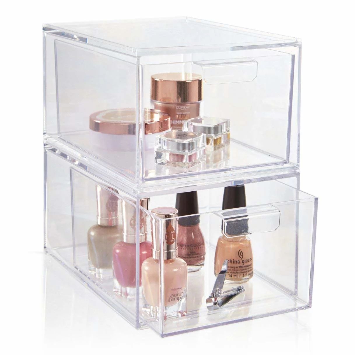 STORi Acrylic Makeup Organizers, 2 Stackable Drawers, Clear | Walmart (US)