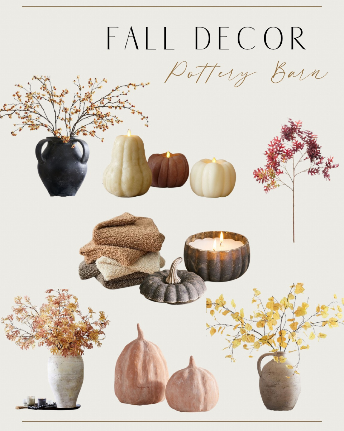 Potter. Barn fall decor. Fall stems. Fall candles. Pumpkins. Blankets 

#LTKhome #LTKSeasonal