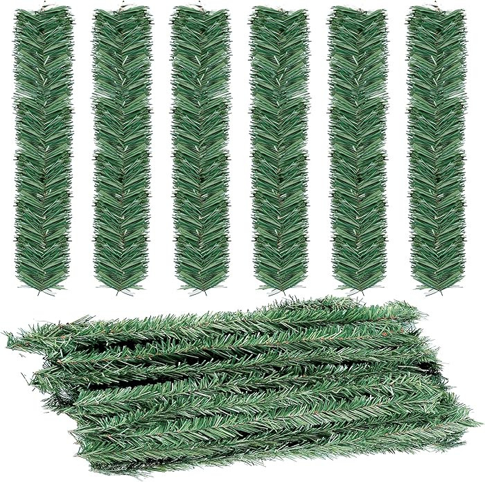 Sggvecsy 48 Pcs Christmas Garland Ties Artificial Pine Needles Faux Pine Greenery Stems 14’’ ... | Amazon (US)