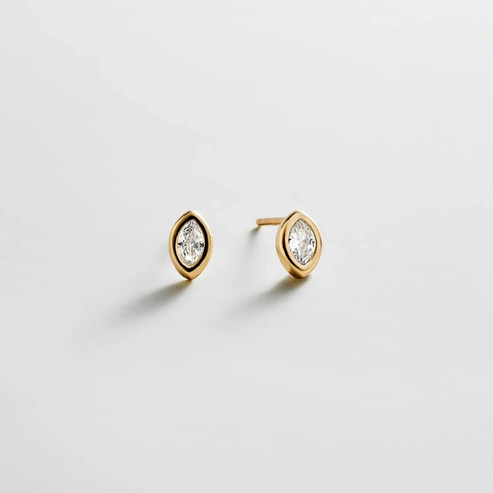Elaine 14K Gold Stud Earrings - Marquise Stone | BaubleBar