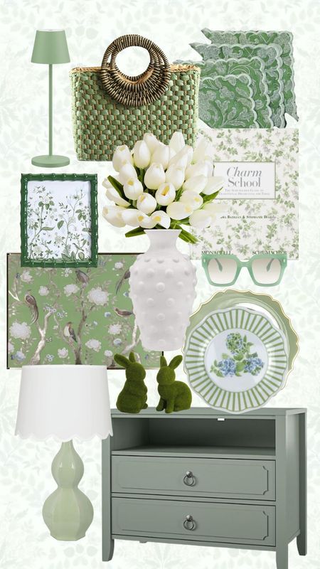 Feeling festive with these green finds!! Happy St. Patrick’s Day!!

Green nightstand 
Green end table
Green dinnerware
Realistic Faux flowers
Dotted pot
Dotted vase
Scalloped lamp shade
Green decor

#LTKSeasonal #LTKhome #LTKstyletip