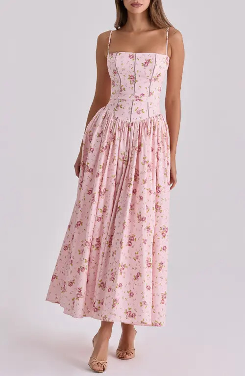 HOUSE OF CB Ysabella Floral Maxi Sundress in Pink Vintage at Nordstrom, Size Large A | Nordstrom