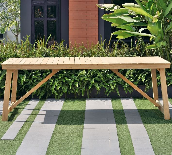 Anza Rectangular Teak 87" Dining Table, Natural | Pottery Barn (US)