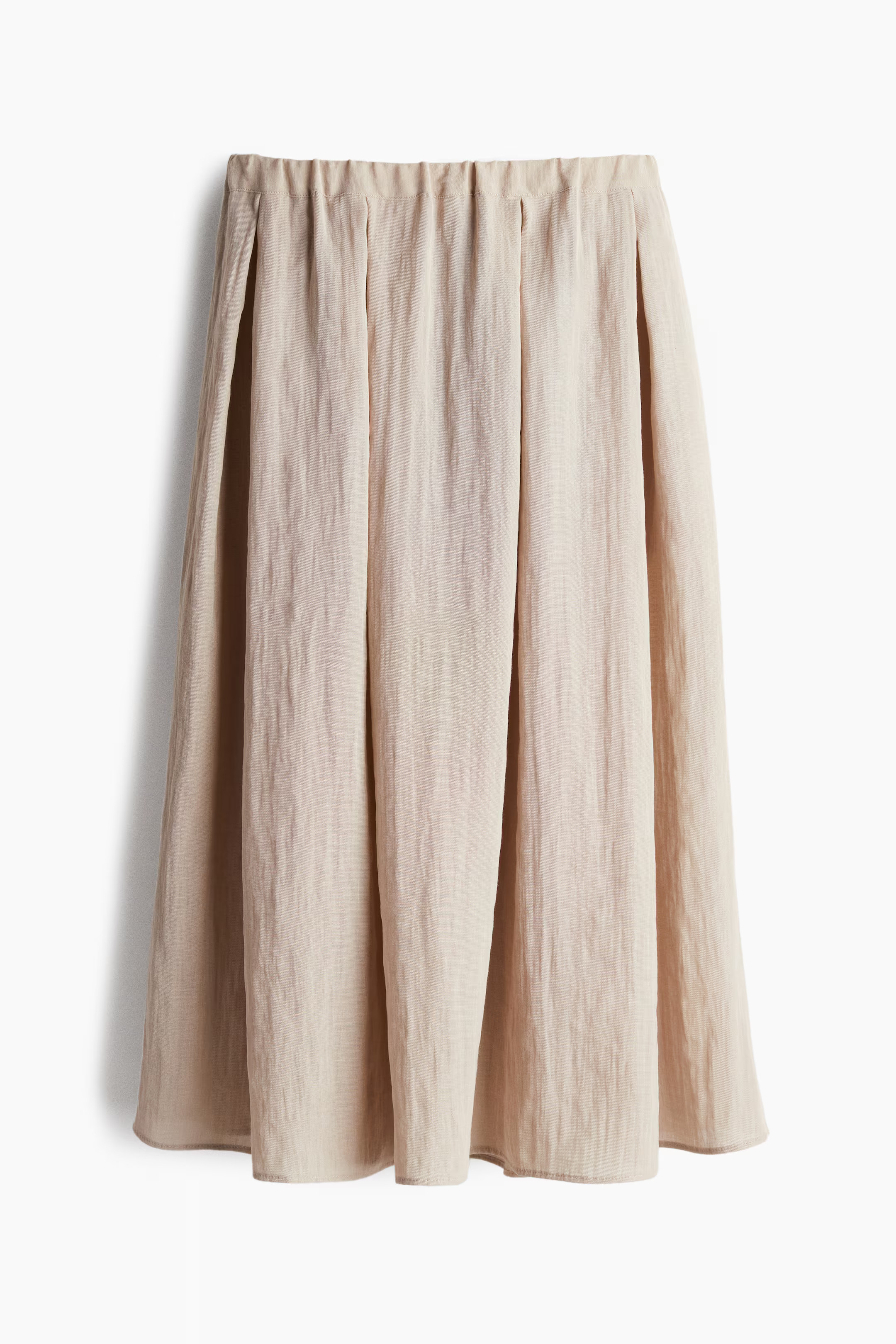 Pleated skirt - High waist - Midi - Light beige - Ladies | H&M GB | H&M (UK, MY, IN, SG, PH, TW, HK)