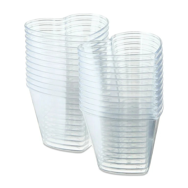 Way to Celebrate 24 Count Heart-Shaped Cups for Valentine's Day - Durable Plastic, 3.15 Inch Heig... | Walmart (US)