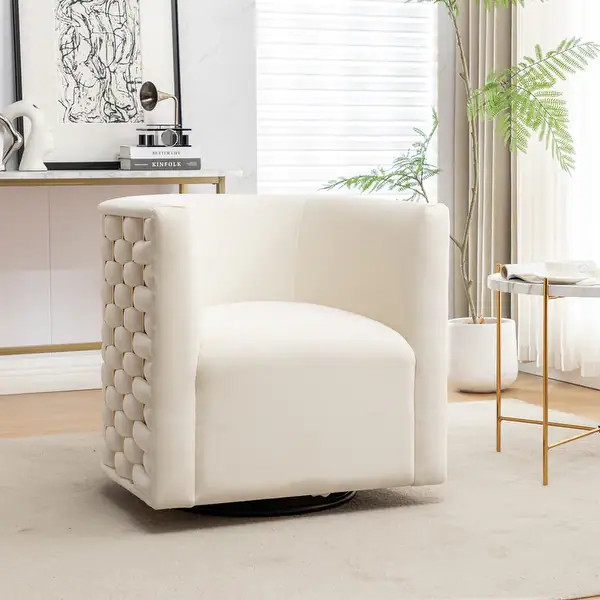 Modern Glam Velvet Upholstered 360 Degree Swivel Barrel Chair - Bed Bath & Beyond - 41347765 | Bed Bath & Beyond