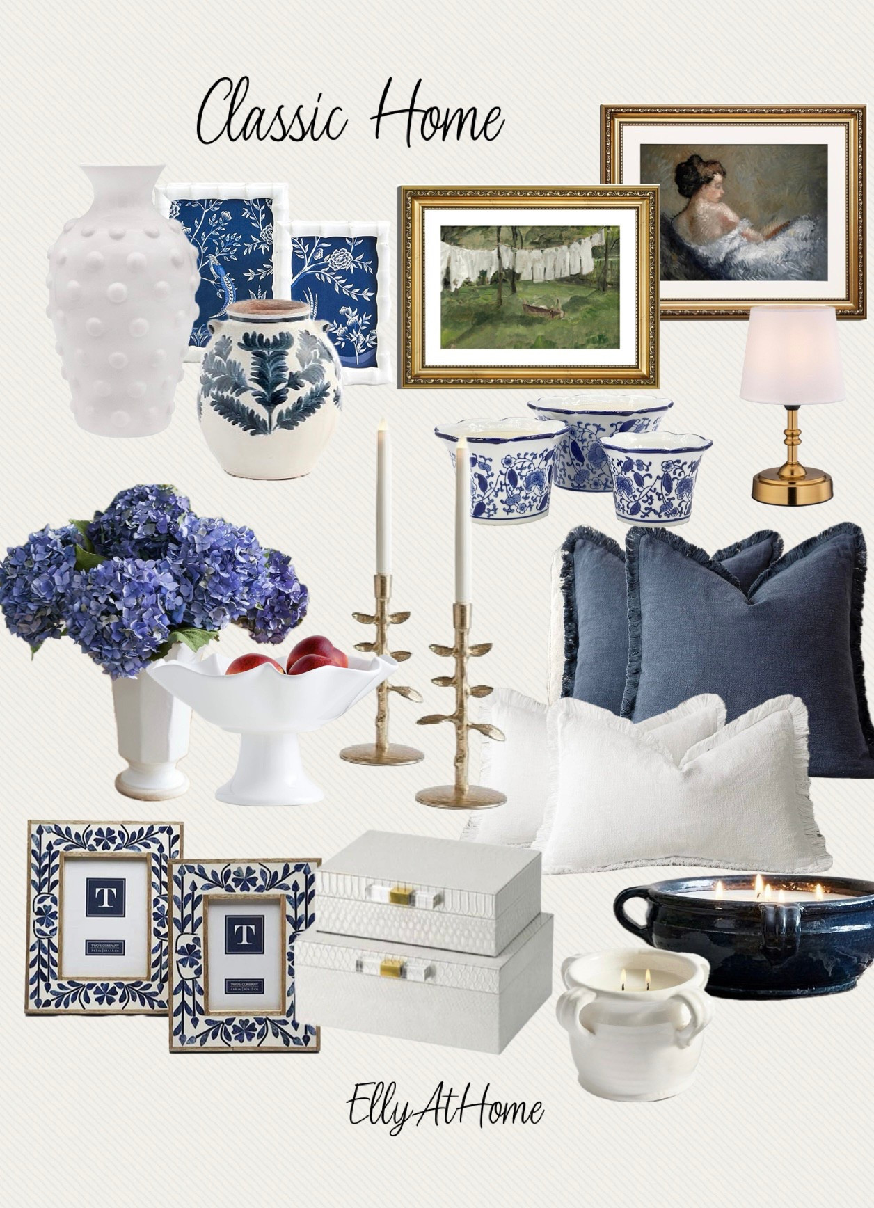 Summer classic home style with blue and white accents. Shop artwork, florals, vases, frames, candle holders and more. Free shipping 

#LTKStyleTip #LTKFindsUnder50 #LTKHome