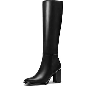 SOVANYOU Women's Faux Leather Tall Boots Fashion Square Toe Chunky Heel Knee High Boots with Side... | Amazon (US)