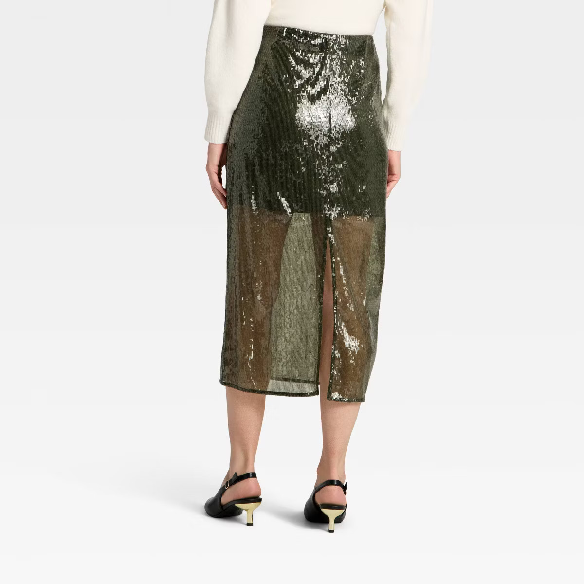 Women's Sequin Midi Skirt - A New Day™ Olive Green | Target