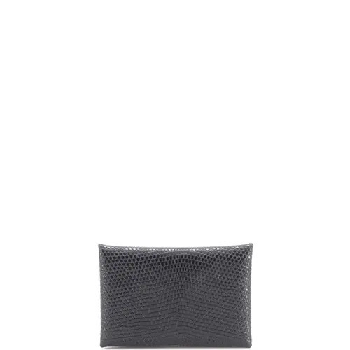 Pre-Owned Hermes Calvi Card Holder Lizard in Black at Nordstrom | Nordstrom