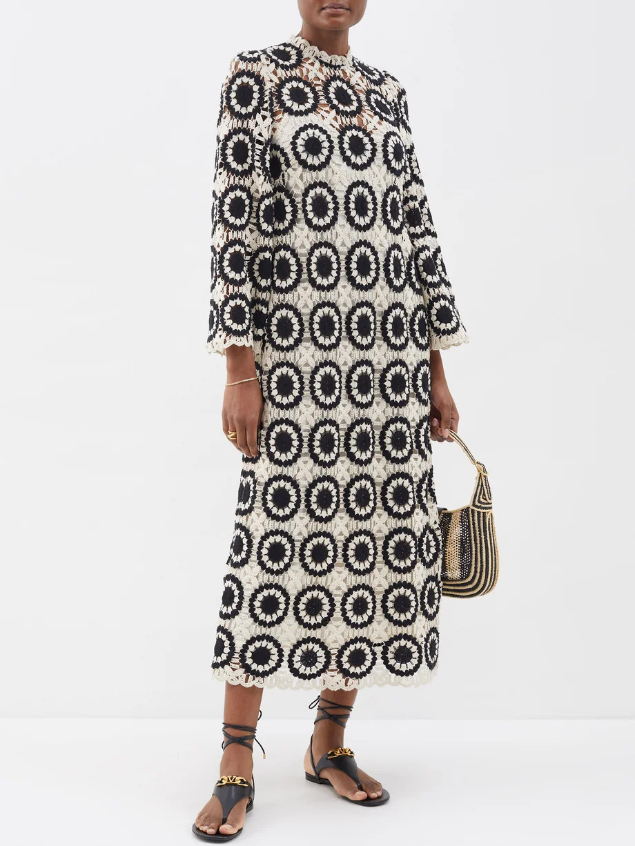 Wide-sleeve crocheted cotton-blend dress | Matches (US)