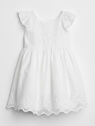 Gap Baby Eyelet Flutter Dress White Size 12-18 M | Gap US