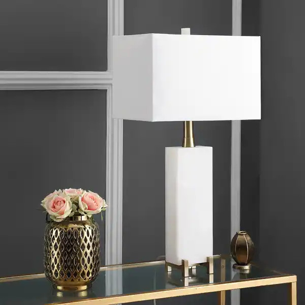 SAFAVIEH Lighting 30-inch Sloane Alabaster LED Table Lamp - 15"x8"x30" - Bed Bath & Beyond - 2225... | Bed Bath & Beyond