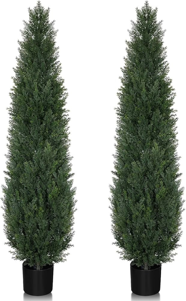 Artificial Cedar Topiary Trees, 5FT UV Resistant Topiary Trees Artificial Outdoors, Realistic Pre... | Amazon (US)