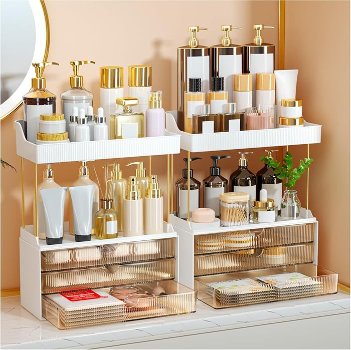2 Sets 6 Drawers Makeup Organizer – 5 Tier Bathroom Organizers and Storage, Versatile Perfume V... | Amazon (US)