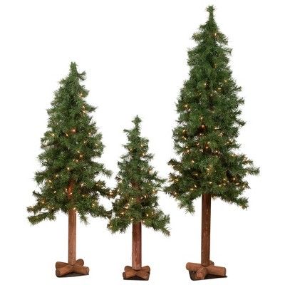 Northlight 3ct Prelit Artificial Christmas Trees Woodland Alpine 5' - Clear Lights | Target