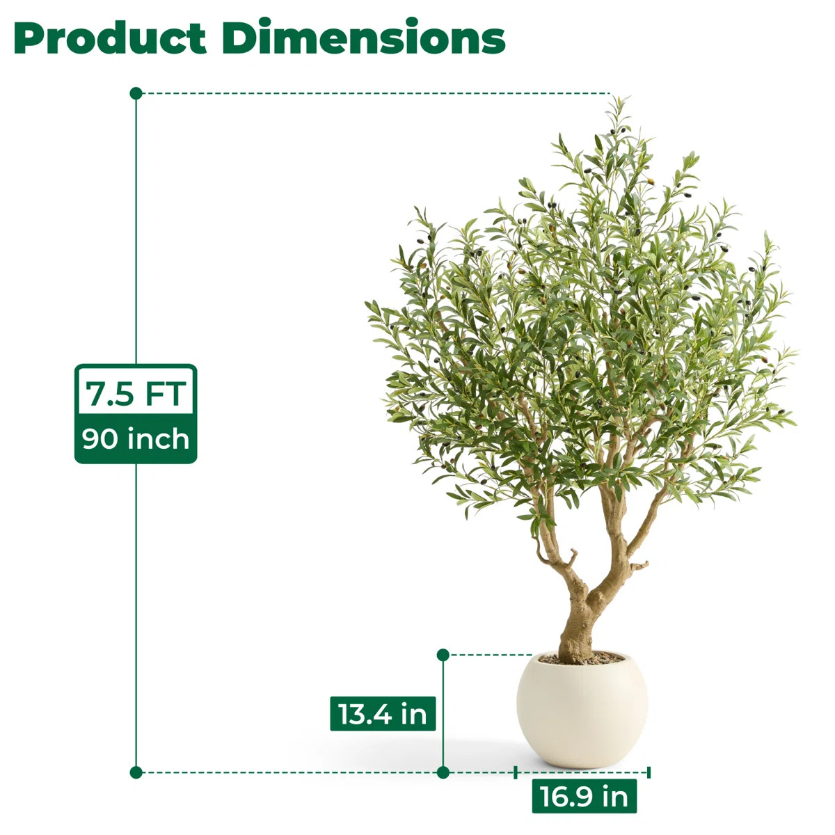 7.5 Feet Artificial Olive Trees, Indoor Tall Faux Olive Tree With White Pot, Extra Large Fake Pla... | Wayfair North America