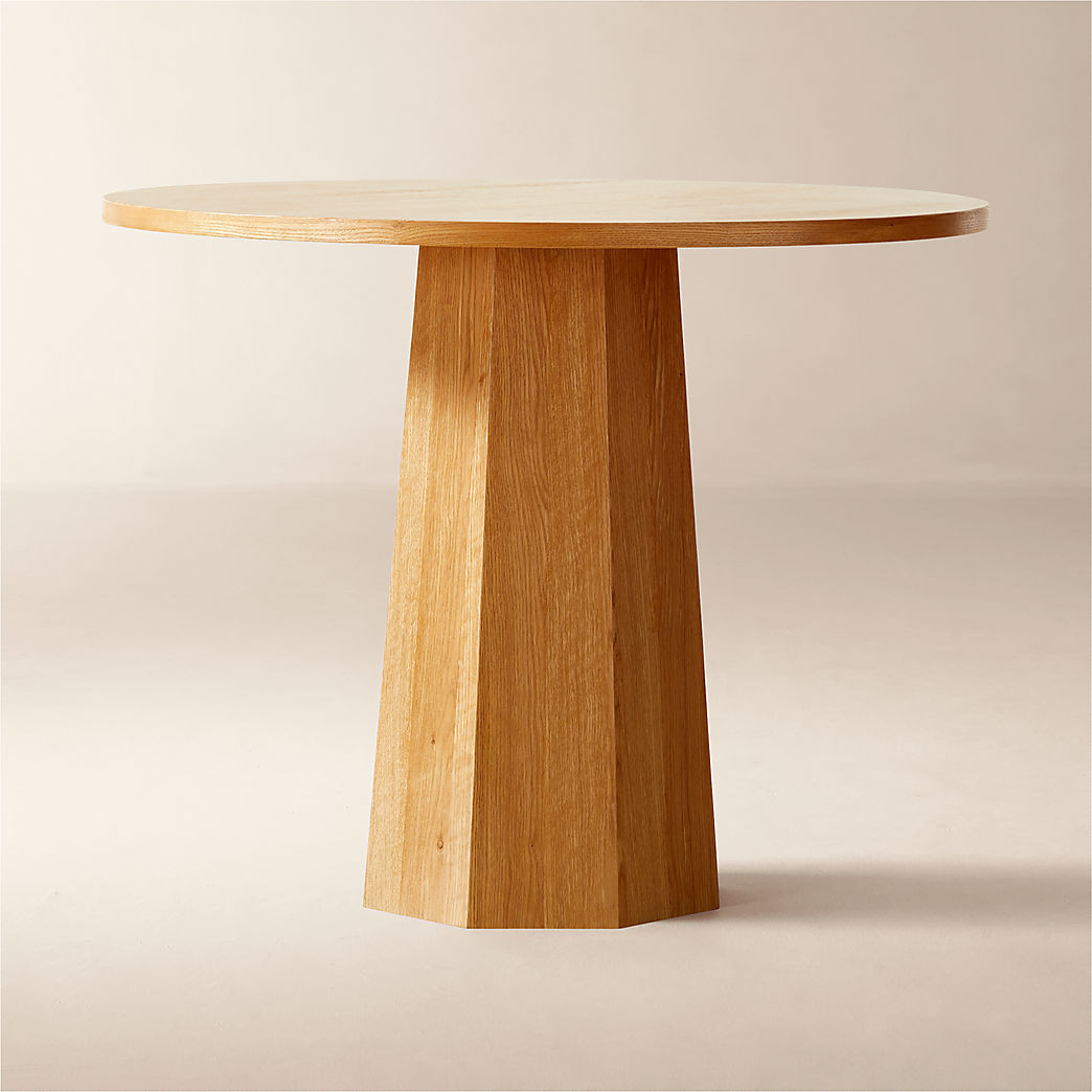 Bancroft Round Oak Pedestal Dining Table 38'' + Reviews | CB2 | CB2