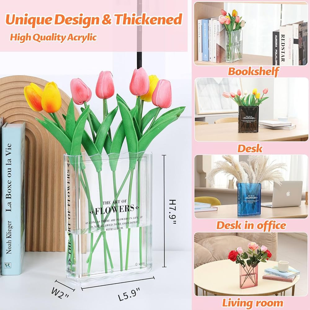 Book-Shaped Vase for Flowers, Book Lovers Gifts, Aesthetic Room Decor Cute Flowers Vases & Must-H... | Amazon (US)