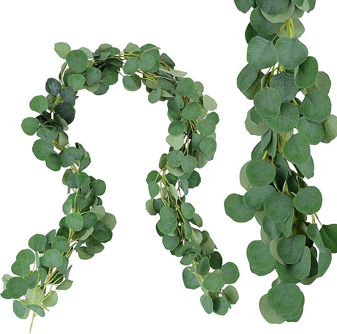 Artificial Eucalyptus Garland- Wedding Greenery Garland- 2 Pack Total 12’ Long- Farmhouse Class... | Amazon (US)