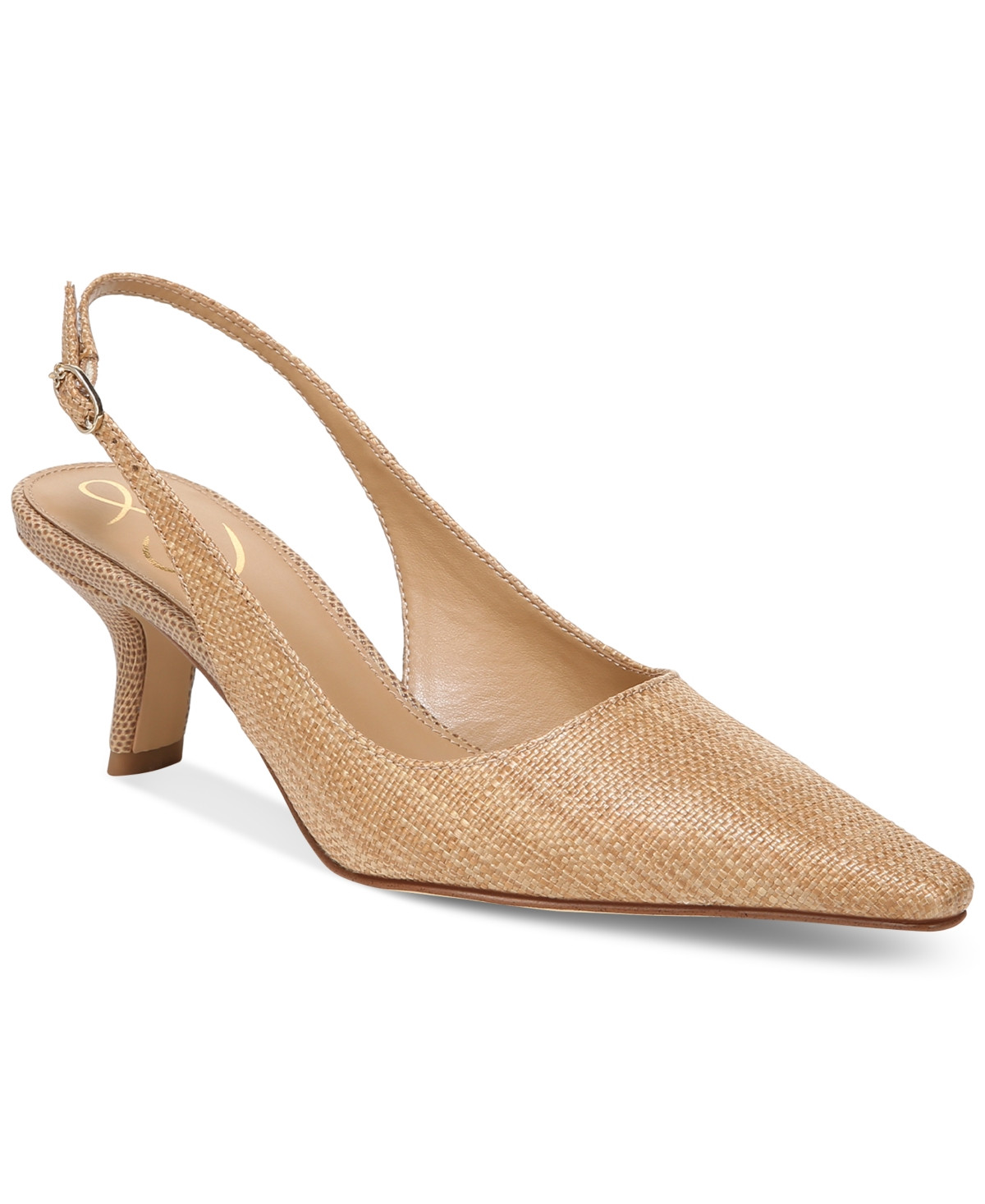 Sam Edelman Women's Bianka Slingback Kitten-Heel Pumps - Buff Tan Raffia | Macy's