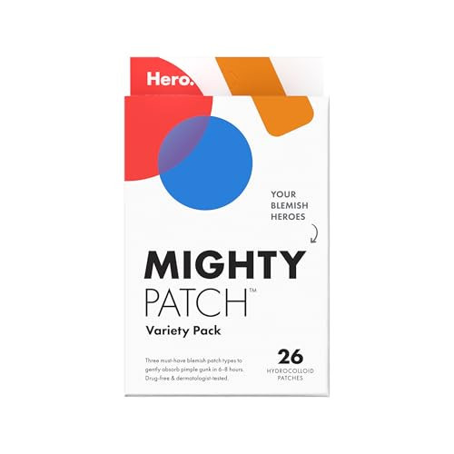 Mighty Patch™ Variety Pack from Hero Cosmetics - Hydrocolloid Acne Pimple Patches for Covering Zits and Blemishes, Spot Stickers for Face and Skin, Korean Skin Care, 26 ct | Amazon (US)