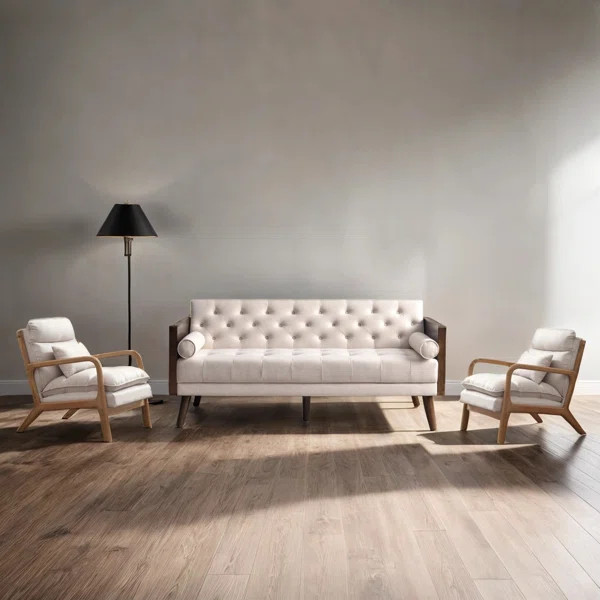 3 - Piece Modern Linen Living Room Set With Two Armchair & Convertiable Sofa | Wayfair North America
