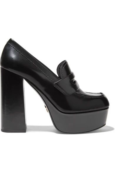 Prada - Leather Platform Loafers - Black | NET-A-PORTER (US)