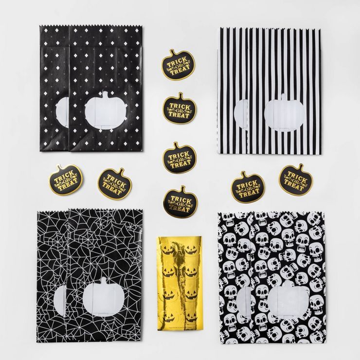8ct Black/White Mini Treat Bag with Stickers Halloween Party Favors - Hyde & EEK! Boutique™ | Target