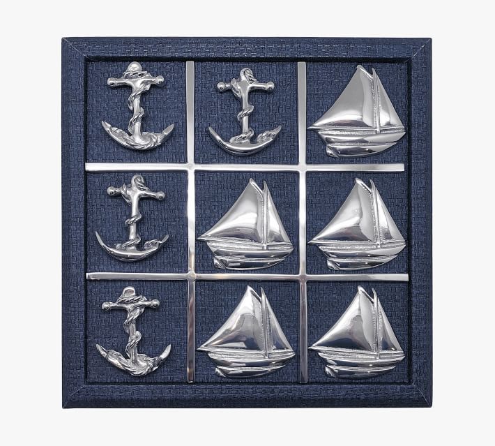 Sailing Faux Grasscloth Tic Tac Toe Game | Pottery Barn | Pottery Barn (US)