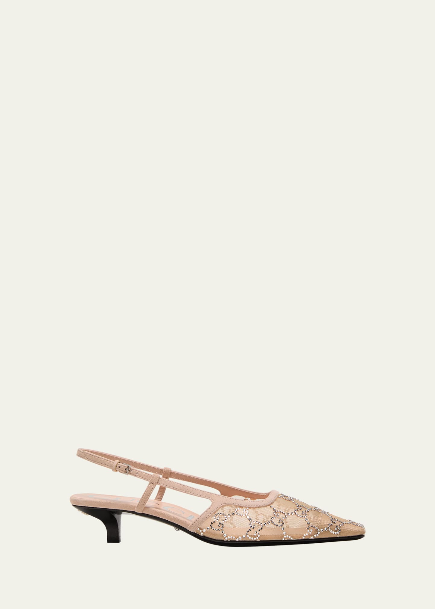 Gucci Tom GG Crystal Mesh Kitten-Heel Pumps | Bergdorf Goodman