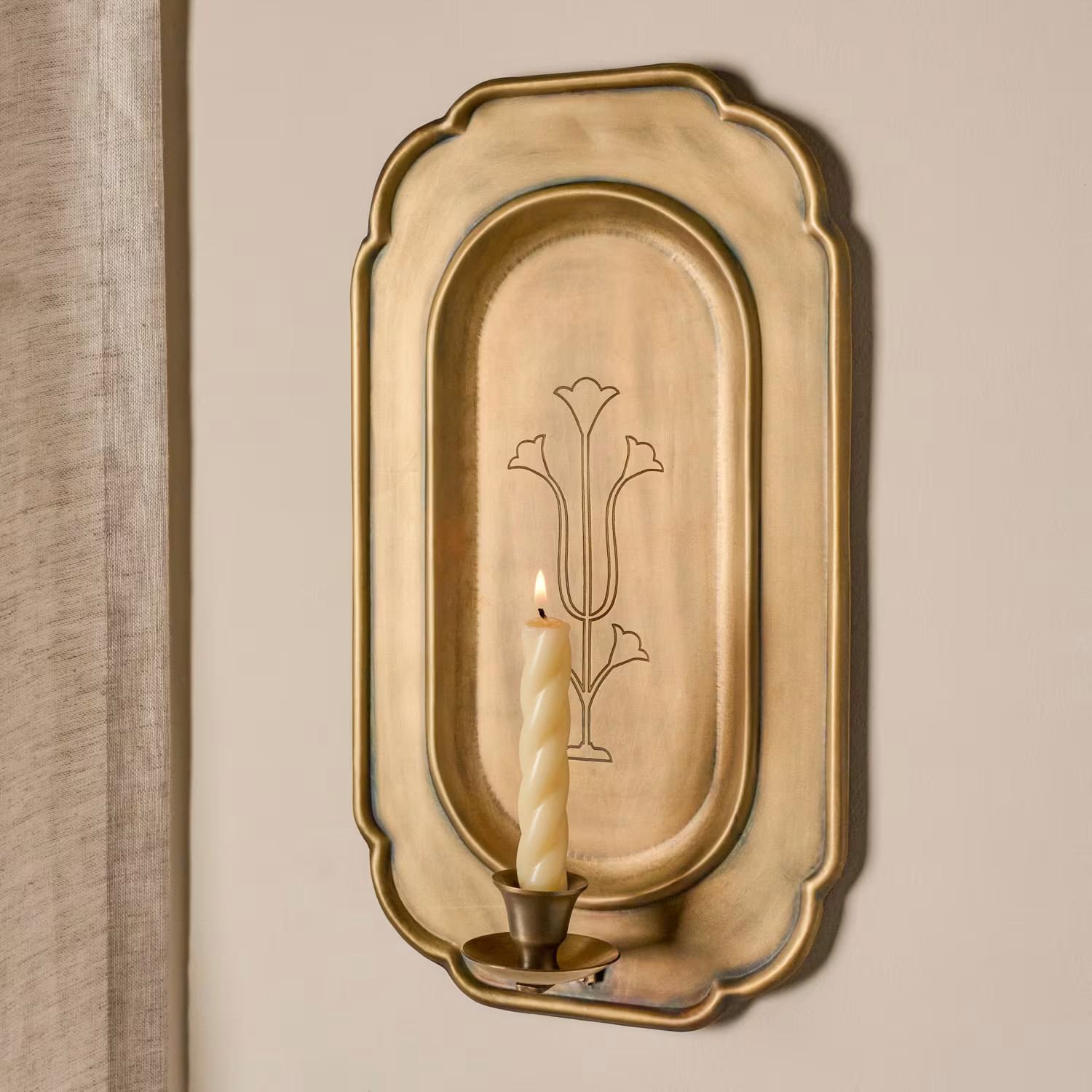 Antique Brass Etched Wall Sconce | Magnolia