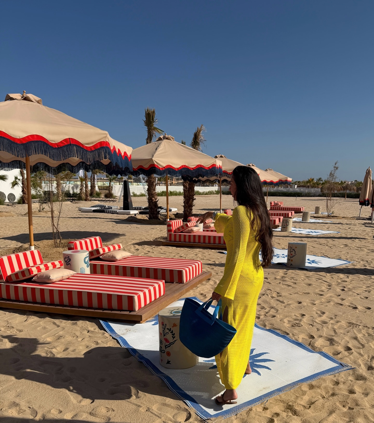 Yalla Let’s Go to Barbouni! I almost feel like I should keep this new sexy, beautifully designed beach bar a secret but it’s my duty to share my Egypt with the people. Yes, this is Egypt, not Mykonos, St. Tropez or Capri. Barbouni in Somabay is a sister location to the Og seafood restaurant in Kos, Greece. The vibrant patterns and textiles were all designed in Egypt by Architect Karim Elassal and his team @segmentsarchitects. 10/10 experience, food and location! Slide 6 is my fav. 
•
#somabay #winteratthebeach #luxurydesign #textiledesign #luxurytravel

#LTKootd #LTKSeasonal #LTKTravel