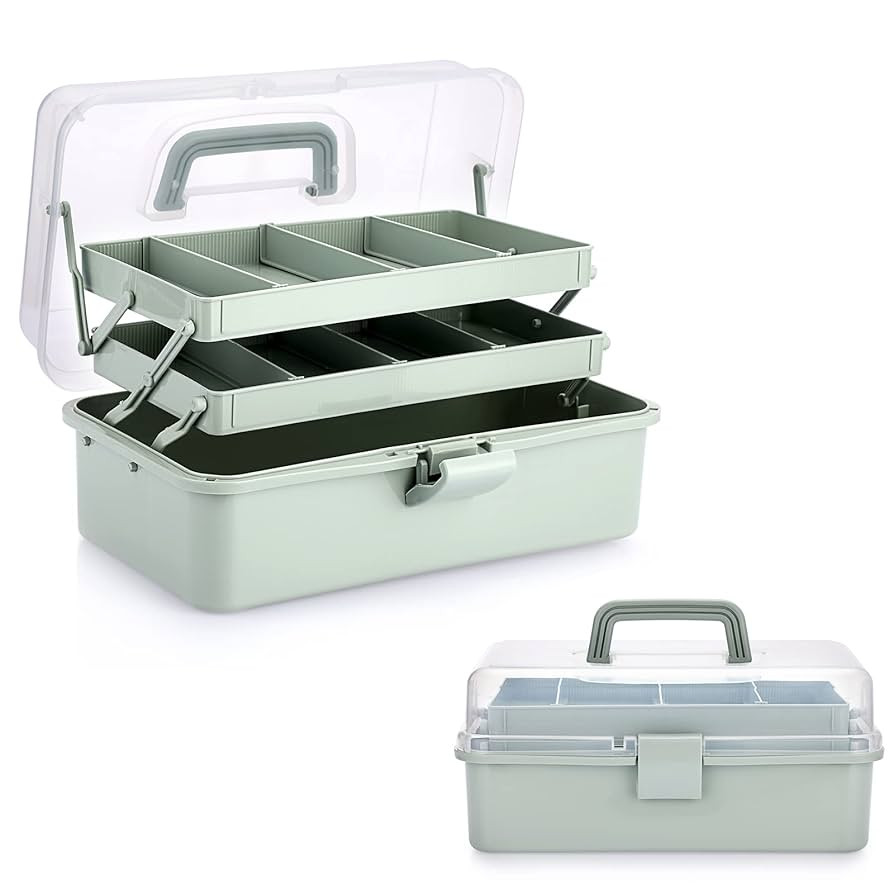 BTSKY Organizador de plástico de 3 capas con espaciadores ajustables y mango portátil, caja mul... | Amazon (US)