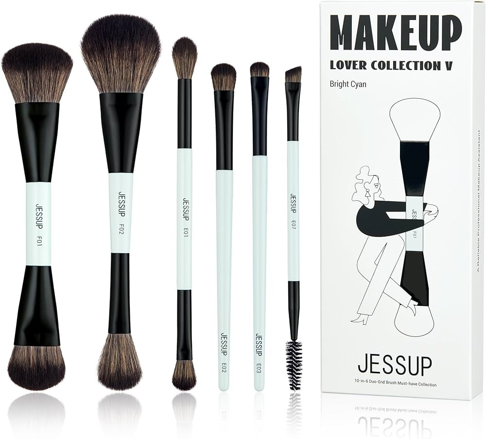 Jessup Makeup Brush Set 6pcs Double Sided Makeup Brushes Foundation Contour Blush Highlight Blend... | Amazon (US)