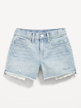High-Waisted Exposed Lace-Pocket Jean Shorts for Girls | Old Navy (US)